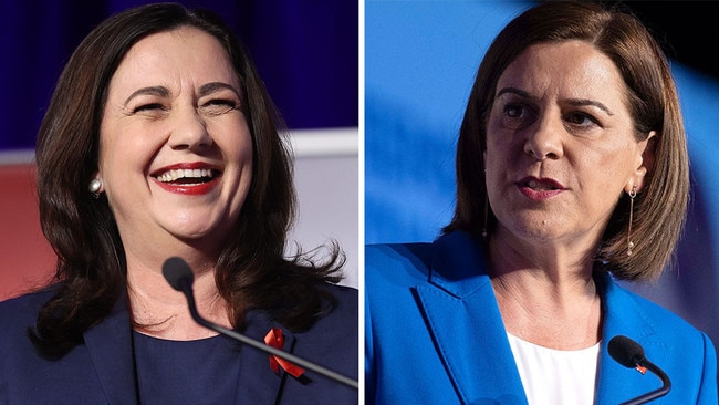 Queensland Premier Annastacia Palaszczuk and LNP leader Deb Frecklington at their debate on Friday.