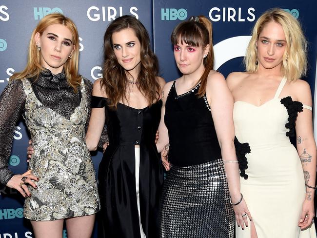 Girls girls girls! Zosia Mamet, Allison Williams, Lena Dunham and Jemima Kirke in 2017. Picture: AFP