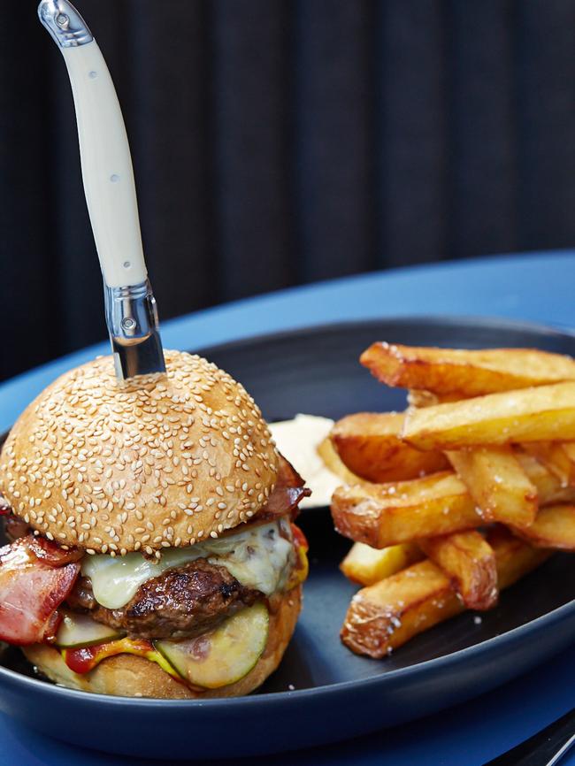 A delectable burger and chips at Billy’s place. Picture: Supplied.