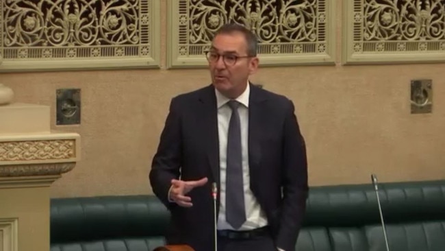 Former premier turned Liberal backbencher Steven Marshall speaks in state parliament.