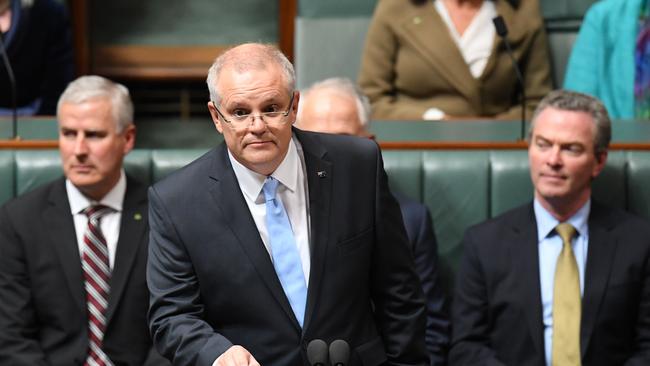 Federal Treasurer Scott Morrison handing down his third Federal Budget in the House of Representatives at Parliament House in Canberra. (Pic: Dean Lewins)