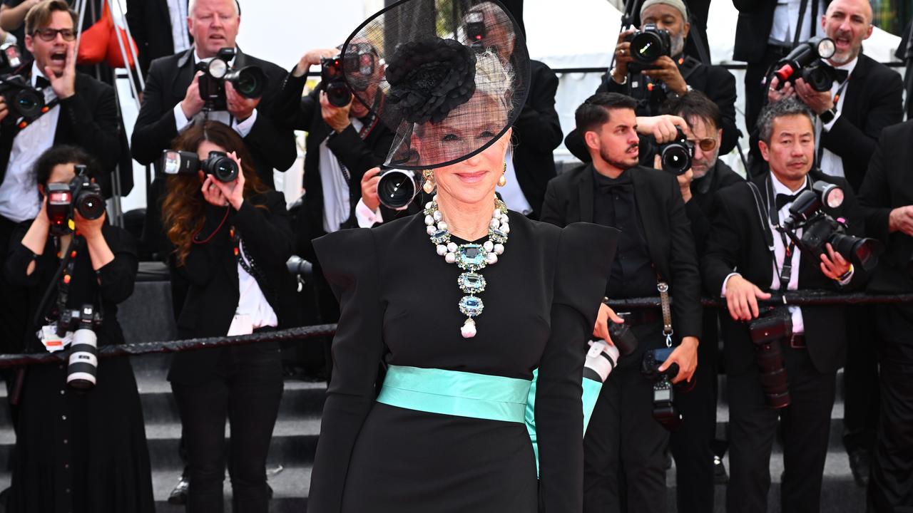 Dame Helen Mirren on the red carpet at the Cannes Film Festival with her spectacular Marina collier.