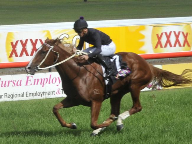 Jockey Luke Rolls rides Sukwhinder to victory for Gold Coast trainer Michael Costa over Contalmaison and Dreamtime Magic in the All Office Business 2YO Handicap at Clarence River Jockey Club on Monday, 29th April, 2019.