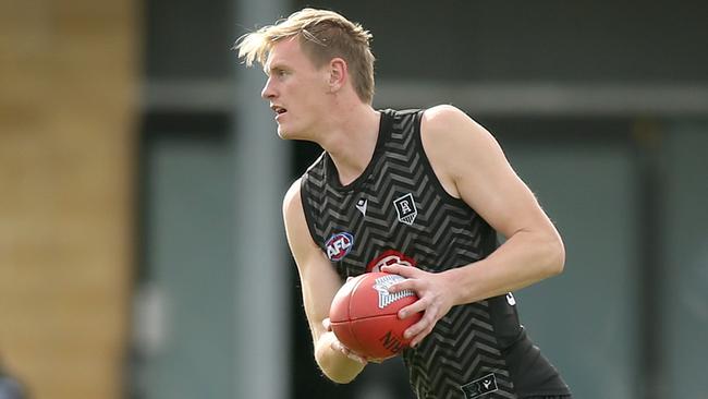 Sam Hayes has moved up the ruck pecking order at Port Adelaide. Picture Dean Martin