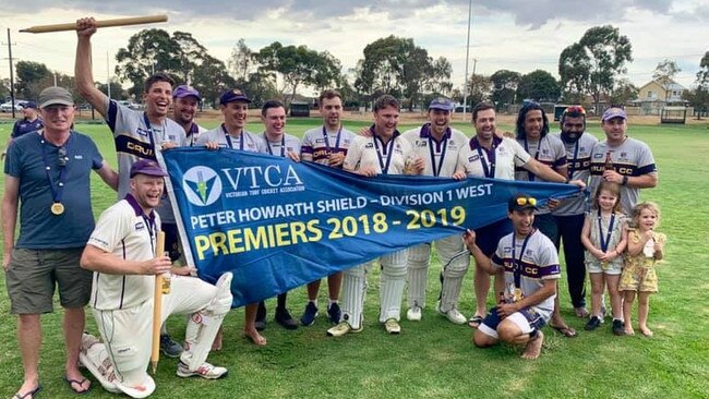 Druids celebrate their 2018-19 VTCA Division 1 West premiership. Picture: Facebook