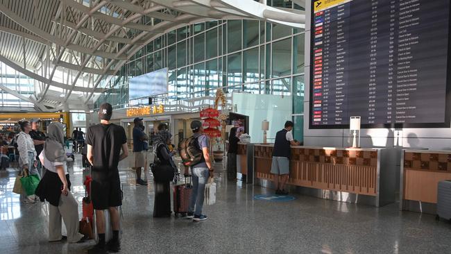 Inside Denpasar’s Ngurah Rai International Airport, where passengers of several flights have had their travel disrupted by the eruption of nearby Mount Lewotobi Laki-Laki. Picture: Sonny Tumbelaka/AFP