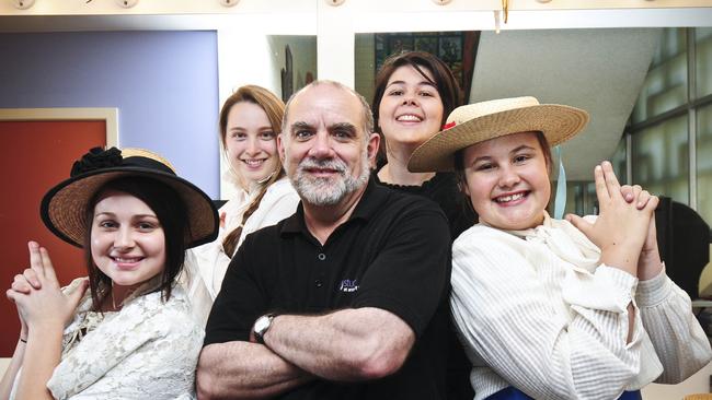 Andrew Jefferis, pictured with aspiring drama students, at Annesley College in 2009. Picture: Helen Orr