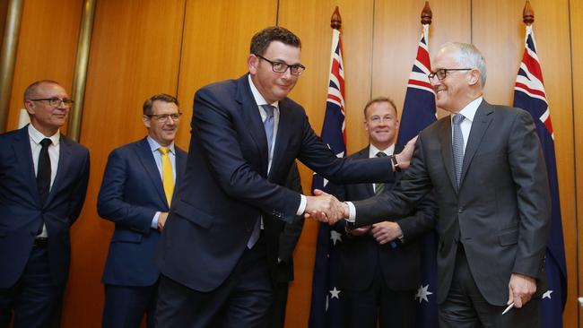 Premier Daniel Andrews with Prime Minister Malcolm Turnbull. Picture: Gary Ramage