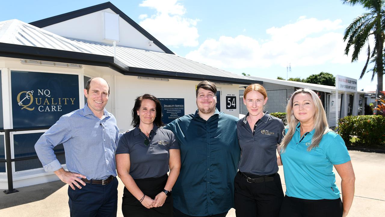 Colliers Leasing executive Shaun McLaren with NQ Quality Care directors Sarah Travers, Stephen Travers, Lauren Rawlins and Karen Manning pictured at their new premises. Picture: Shae Beplate.