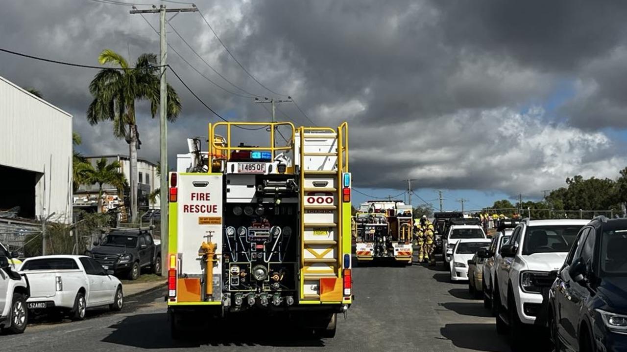 Fire crews at a building blaze at Bush Crescent, Parkhurst, on Tuesday, June 3. Photo Emma McBryde.