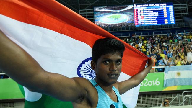 Mariyappan Thangavelu celebrates India’s first Pralympic gold medal in 12 years.