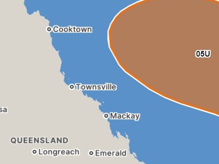 The Bureau of Meteorology graphic showing formation of the 05U system in the Coral Sea from next Monday. Picture: BOM.