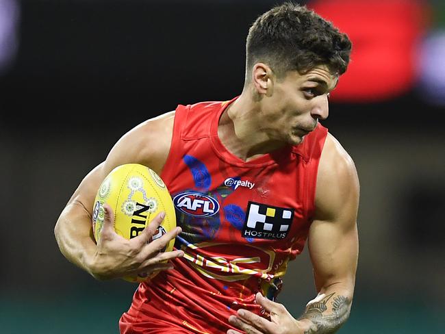 Hard man Sean Lemmens locked in on the Hawks. Picture: AFL Photos/Getty Images