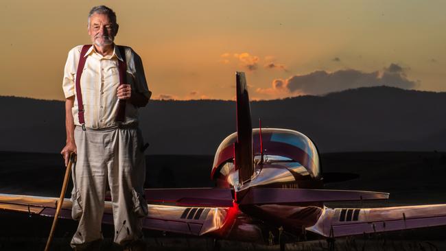 Ben Buckley once landed his light aircraft at a local petrol station to be refuelled before flying it straight through the local footy posts on game day. Picture: Jason Edwards