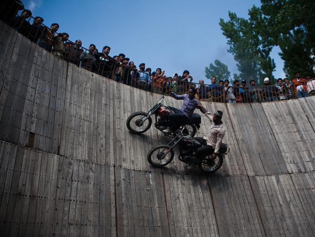 Stunt motorcyclists Rahul and Mohammad Ali.