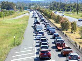 Traffic on the Bruce Highway was chaos as holiday-makers made their way home after Easter. Picture: Nicola Brander