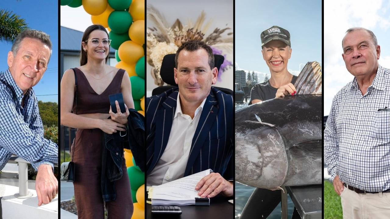 Sunshine Coast's top 50 most powerful people: Rod Forreter, Kaylee McKeown, Travis Schutlz, Heidi Walker and Peter Boyce.