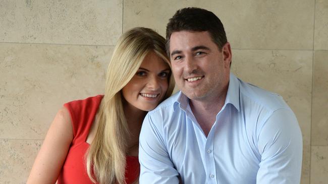 A pregnant Erin Molan with now ex partner Sean Ogilvy. Photo Jeremy Piper