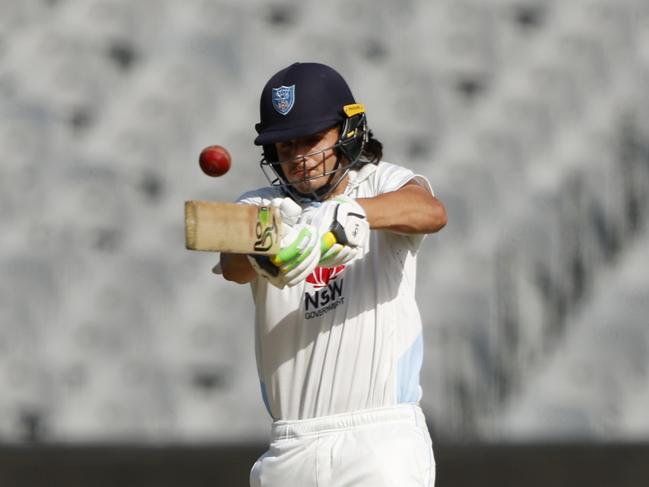 MELBOURNE, AUSTRALIA - OCTOBER 22: Sam Konstas of New South Wales bats during the Sheffield Shield match between Victoria and New South Wales at Melbourne Cricket Ground, on October 22, 2024, in Melbourne, Australia. (Photo by Darrian Traynor/Getty Images)