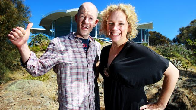 Theatre performers Jeff Michel and Jane Longhurst promoting the 2014 production of Who's Afraid of Virginia Woolf', which was staged at Dorney House.