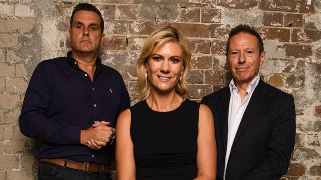 Scott Evans, former Mosaic Brands CEO, new CEO Erica Berchtold, Mosaic Brands chair Richard Facioni. Picture: Supplied