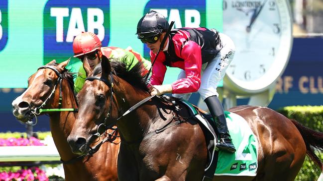 SYDNEY, AUSTRALIA - DECEMBER 30: Sam Clipperton riding Gallant Star wins Race 2 TAB Highway Handicap during Sydney Racing at Royal Randwick Racecourse on December 30, 2023 in Sydney, Australia. (Photo by Jeremy Ng/Getty Images)