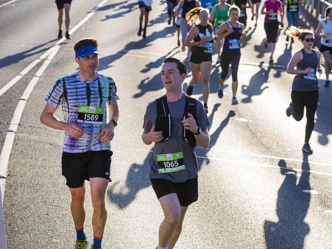 Run the Bridge Fun Run 2020 across Tasman Bridge. Picture: RICHARD JUPE