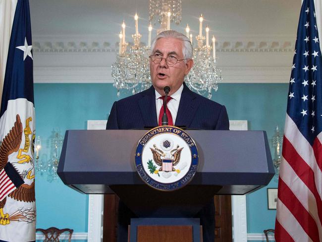 US Secretary of State Rex Tillerson makes a statement to the press at the State Department in Washington, DC.  Picture:  AFP