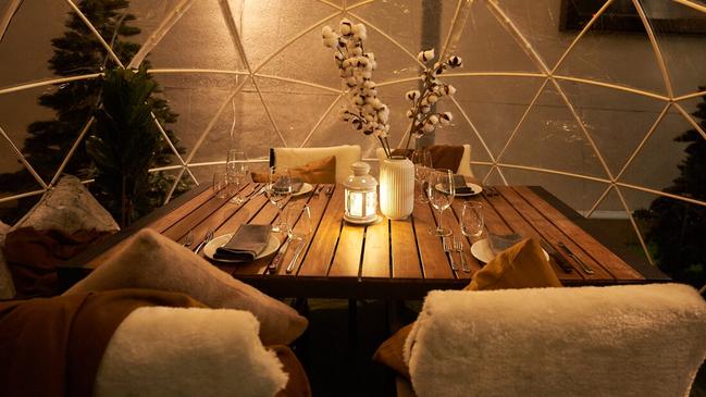 Winter igloo dining at Hobart's Telegraph Hotel. Picture: Supplied