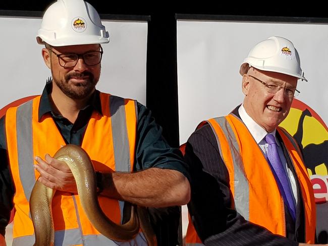 Sydney Zoo managing director Jake Burgess and Western Sydney University Vice-Chancellor, Prof Barney Glover at the announcement of an education partnership earlier this month.