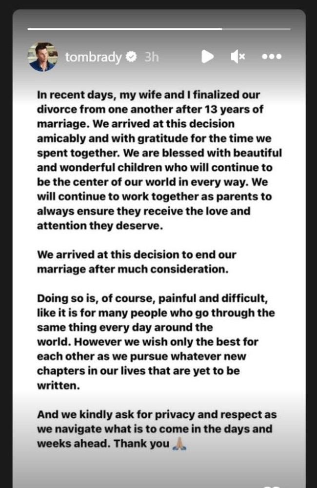 Tom Brady, Gisele Bundchen Divorce Announcement: Statement