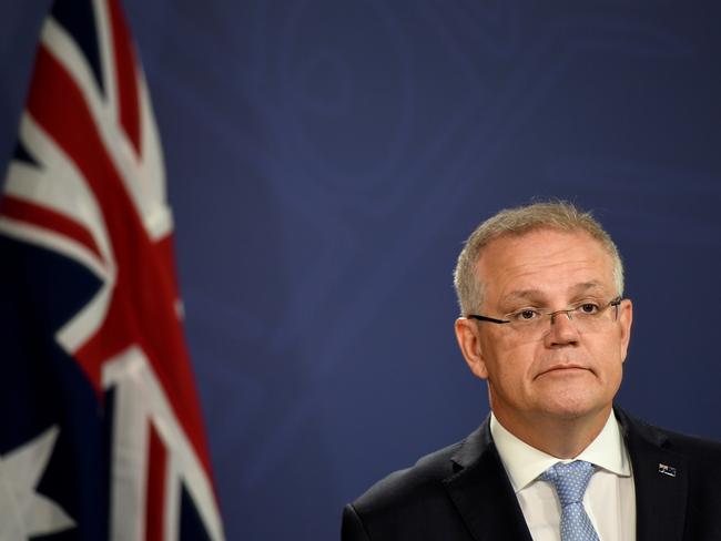 Prime Minister Scott Morrison speaks to the media during a press conference at the Sydney CPO in Sydney, Friday, January 31, 2020. Prime Minister Scott Morrison and NSW Premier Gladys Berejiklian are set to unveil a new multibillion-dollar fund to open up gas for the domestic market and to fund emissions reduction projects. (AAP Image/Bianca De Marchi) NO ARCHIVING