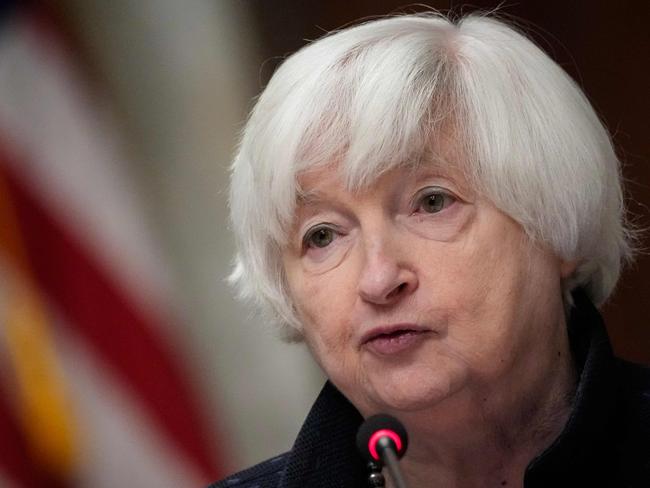 WASHINGTON, DC - DECEMBER 14: U.S. Treasury Secretary Janet Yellen speaks during a meeting of the Financial Stability Oversight Council at the U.S. Department of Treasury on December 14, 2023 in Washington, DC. The group has published their 2023 annual report, which takes a look at the past year in climate, banking, cybersecurity, artificial intelligence, cryptocurrency and other issues.   Drew Angerer/Getty Images/AFP (Photo by Drew Angerer / GETTY IMAGES NORTH AMERICA / Getty Images via AFP)