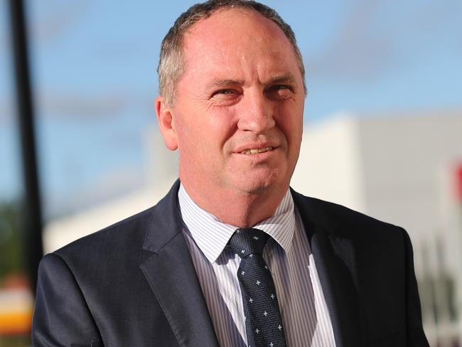 Barnaby Joyce walks into the Royal Hotel Armidale while on his break. Picture: John Grainger