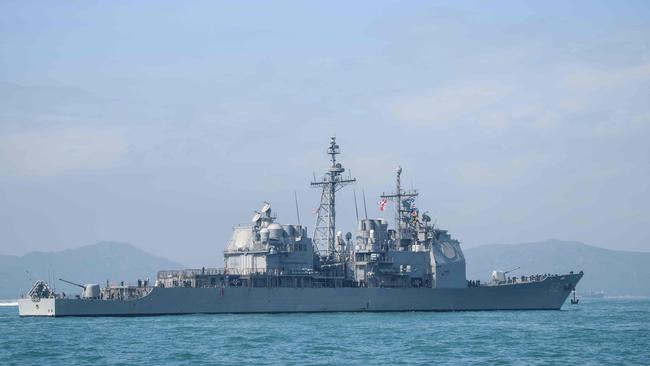 The USS Chancellorsville moored in Hong Kong last month. Picture: AFP