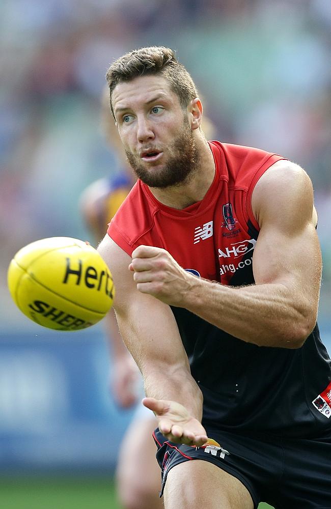 James Frawley goes back to the future, starting up forward for the Dees. Picture: Wayne Ludbey