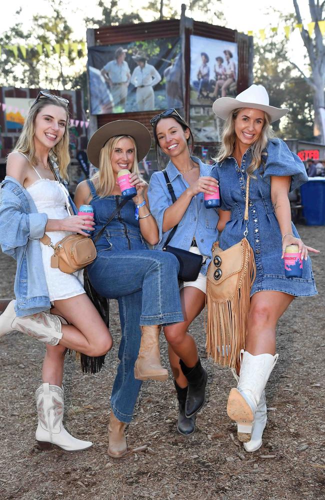 Keisha Dryburgh, Emma Hatten, Ashley Basket and Katie Roberts at the Gympie Muster. Picture: Patrick Woods.