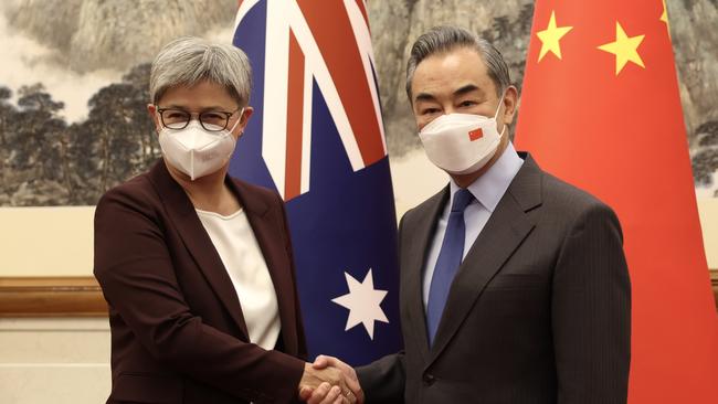 Senator Wong met with her Chinese counterpart Wang Yi in December. Picture: DFAT