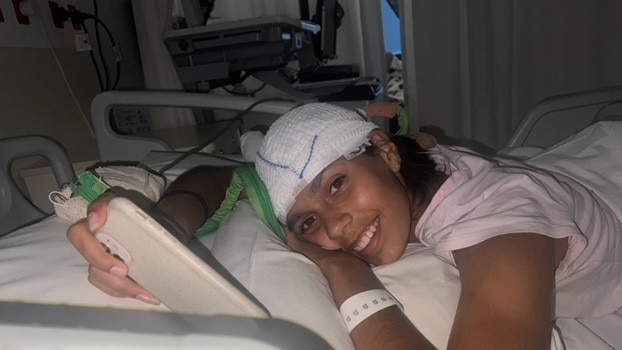 Aamira Renouf in hospital.