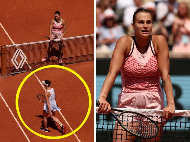 Aryna Sabalenka and Elina Svirolina were never going to shake hands. Photo: Julian Finney, Clive Brunskill, Getty Images.