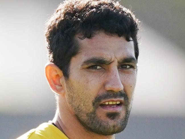 Marlion Pickett of the Tigers looks upfield during an AFL Tigers training session at Punt Road Oval in Melbourne, Monday, May 25, 2020. (AAP Image/Michael Dodge) NO ARCHIVING