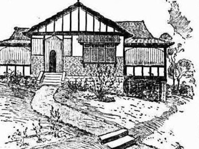 A drawing of Inglebrae, the house where Dorothy Mort shot Dr Claude Tozer before Christmas 1920.