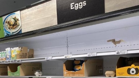 A Woolworths supermarket at Taylors Lake, Victoria, stripped of eggs. Picture: Supplied