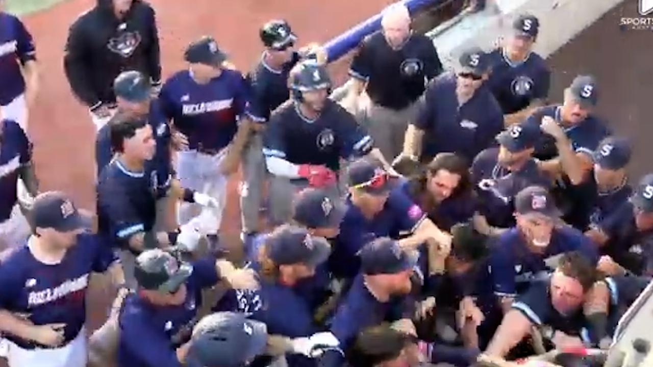 ‘This is something else’: Wild bench-clearing brawl breaks out in Australian baseball match