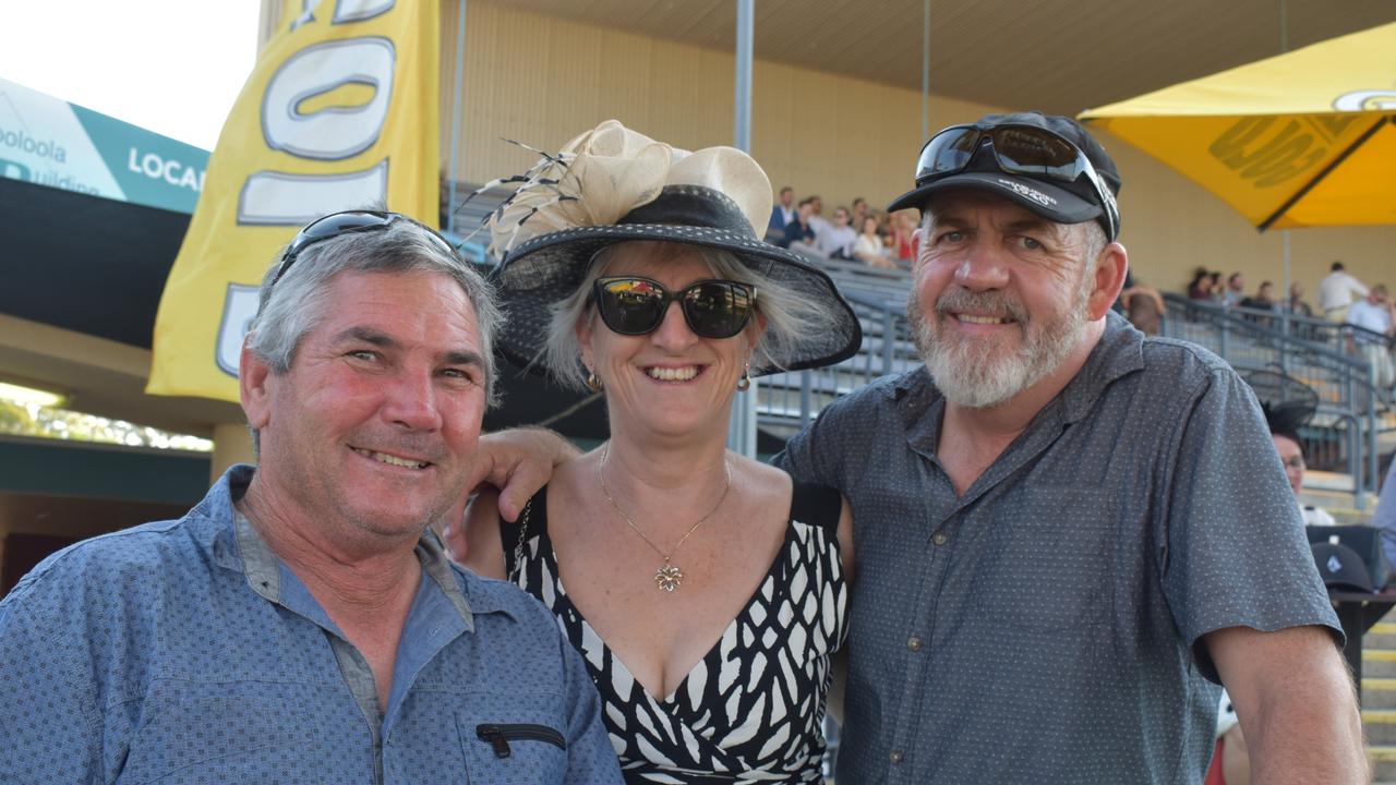 (Left to right) Barry Jones, Jenny Fitch and Rodney Fitch at the Brown Macaulay &amp; Warren Gympie Cup Day, 2021.