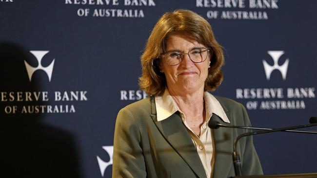 Reserve Bank governor Michele Bullock conducts a press conference on Tuesday to discuss the bank’s monetary policy decision. Picture: John Appleyard