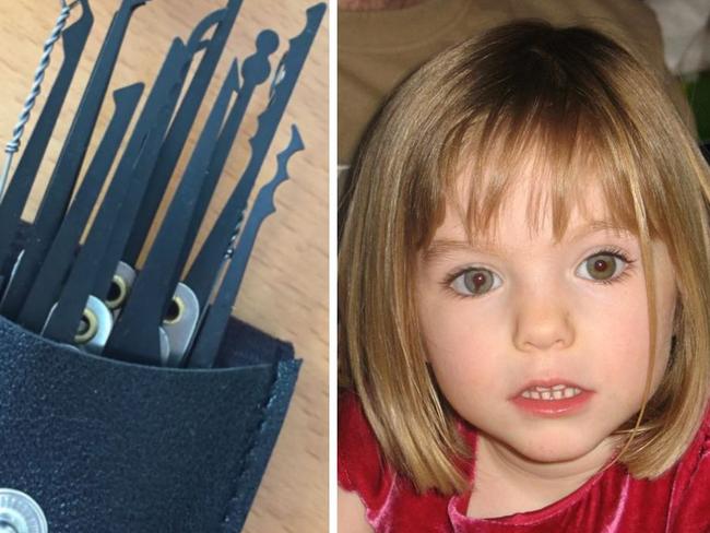 The suspect in the disappearance of Maddie allegedly had a "lock pick kit".