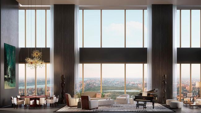 In New York, Knight Frank is asking $US66m ($93.7m) for the Triplex Park Loggia Penthouse 72, which sports three full floors and views over Manhattan’s skyline.