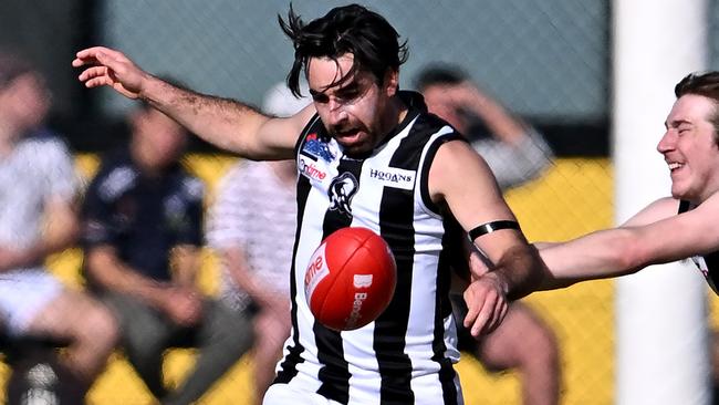 WallanÃs Daniel Couwenberg during the RDFL Melton Centrals v Wallan football match in Harkness, Saturday, April 23, 2022. Picture: Andy Brownbill