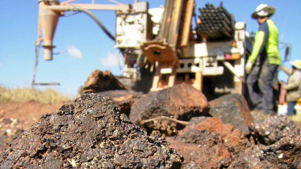 Magnetite rocks being drilled. Photo: Submitted.